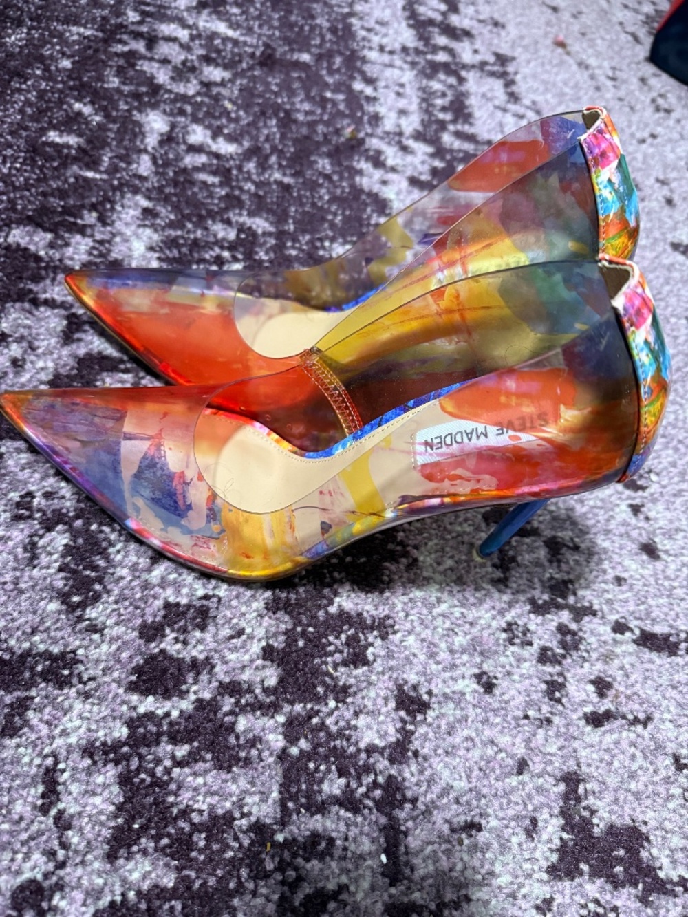 Steve Madden Vala Multicolor Clear Pointed Toe Pumps